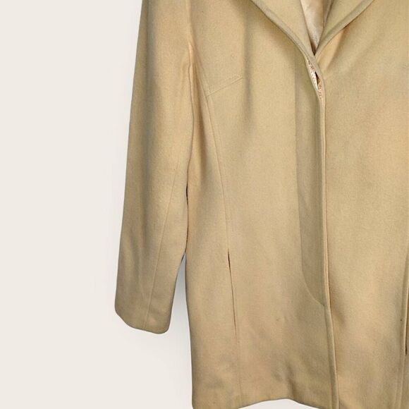 Katherine Kelly Womens Sz 8 Wool Cashmere Blend Coat Yellow Carcoat Peacoat Vtg - Picture 8 of 11